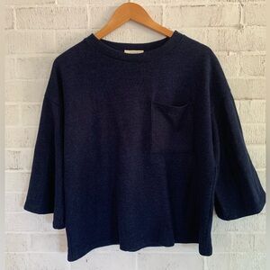 Anthropologie Entro Cropped Fleece Sweatshirt Top